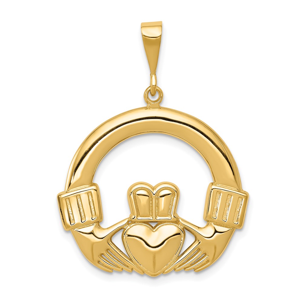 14k Yellow Gold 26 mm Claddagh Pendant (4.03 grams)