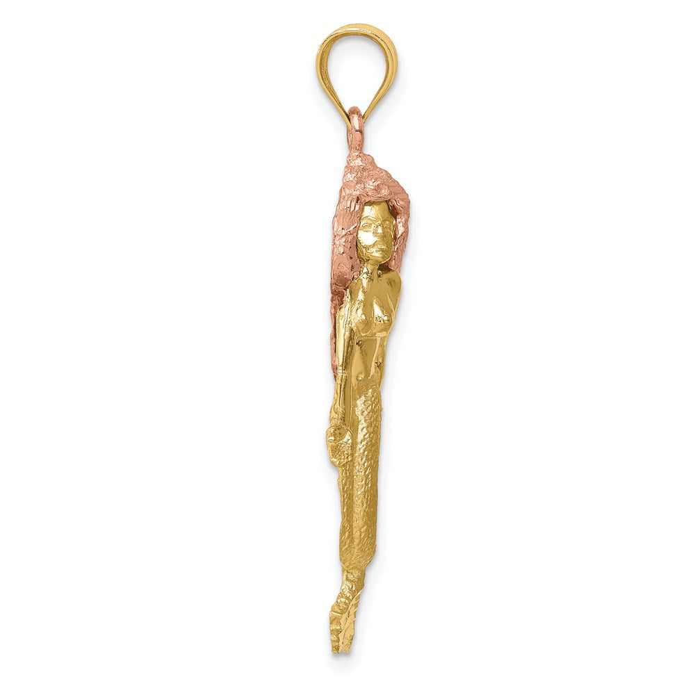 14k Two-tone 21 mm Two-Tone Mermaid Charm (4.37 grams)