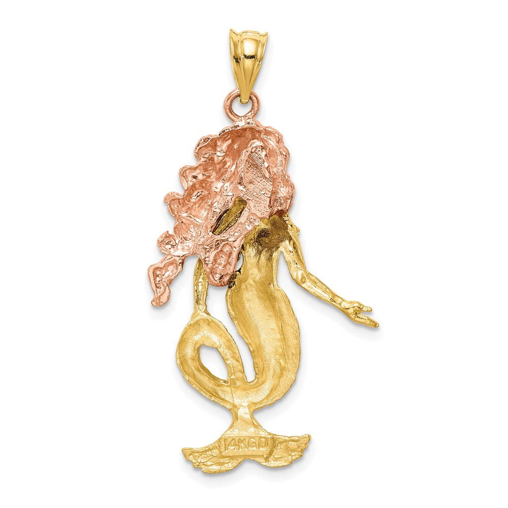14k Two-tone 21 mm Two-Tone Mermaid Charm (4.37 grams)