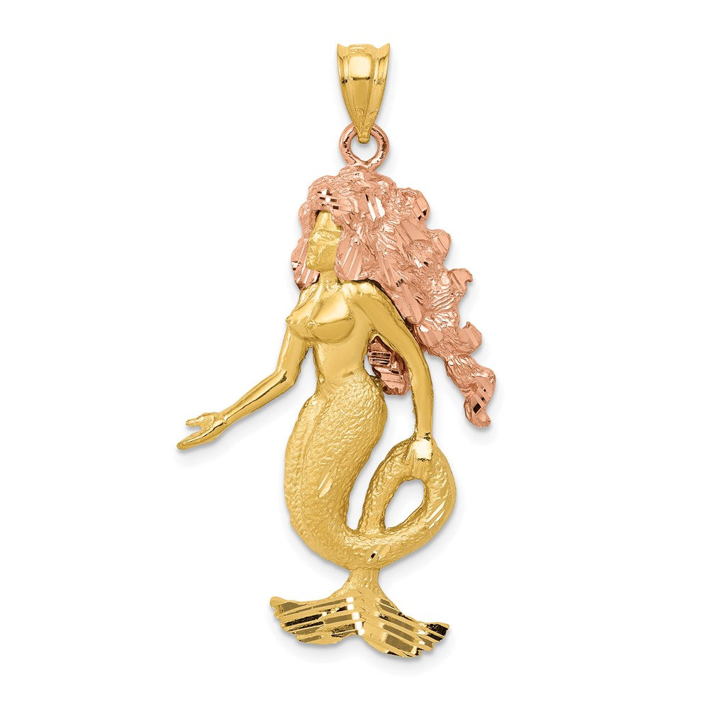 14k Two-tone 21 mm Two-Tone Mermaid Charm (4.37 grams)