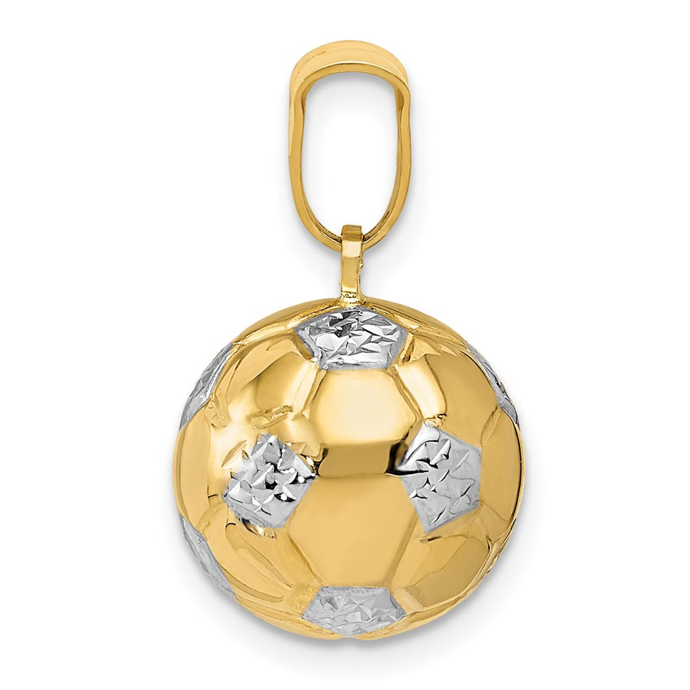 14k Yellow & Rhodium 12 mm  Soccer Ball Pendant (1.56 grams)