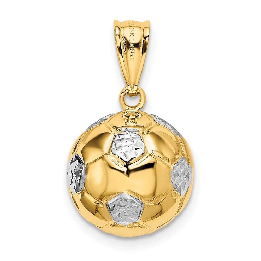 14k Yellow & Rhodium 12 mm  Soccer Ball Pendant (1.56 grams)