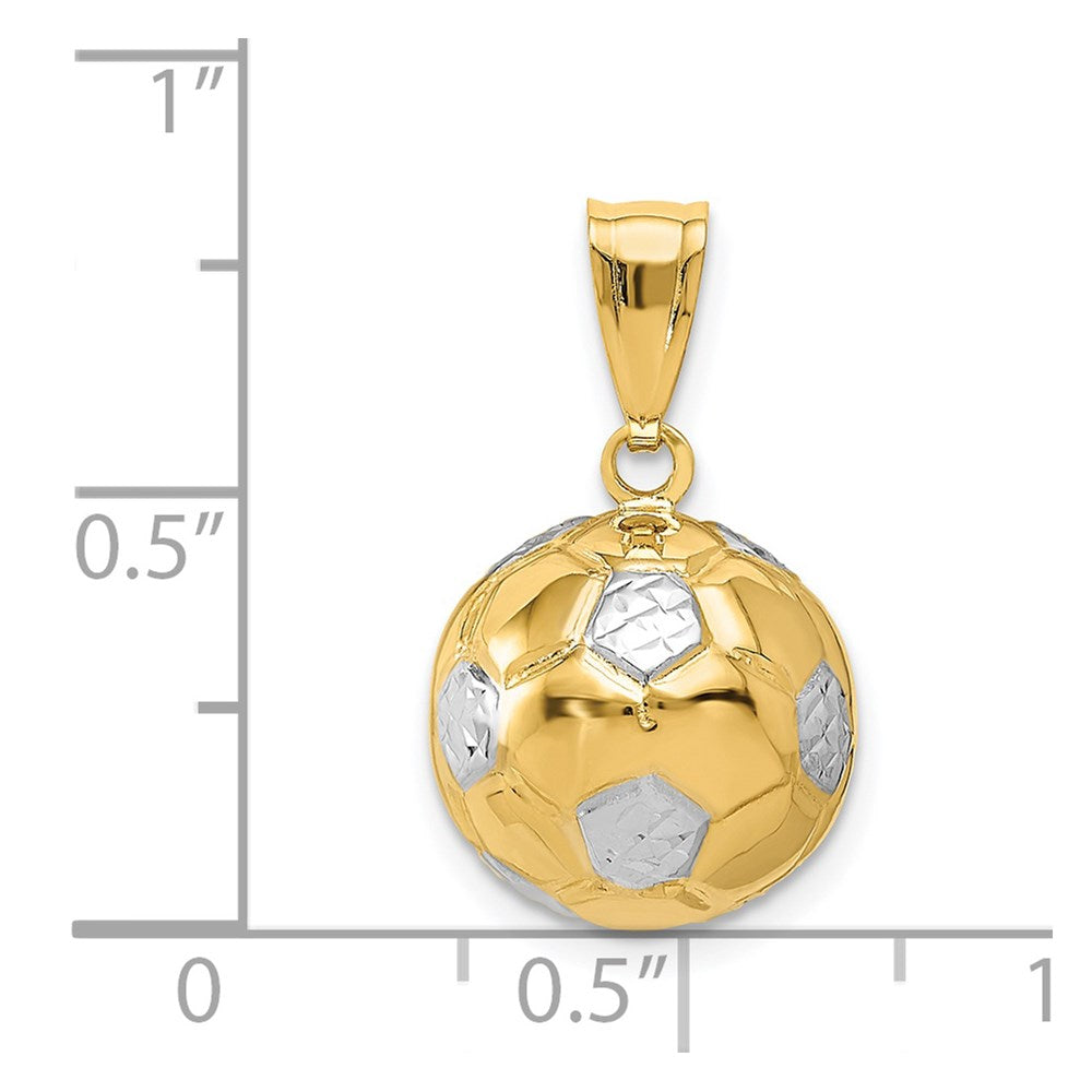 14k Yellow & Rhodium 12 mm  Soccer Ball Pendant (1.56 grams)