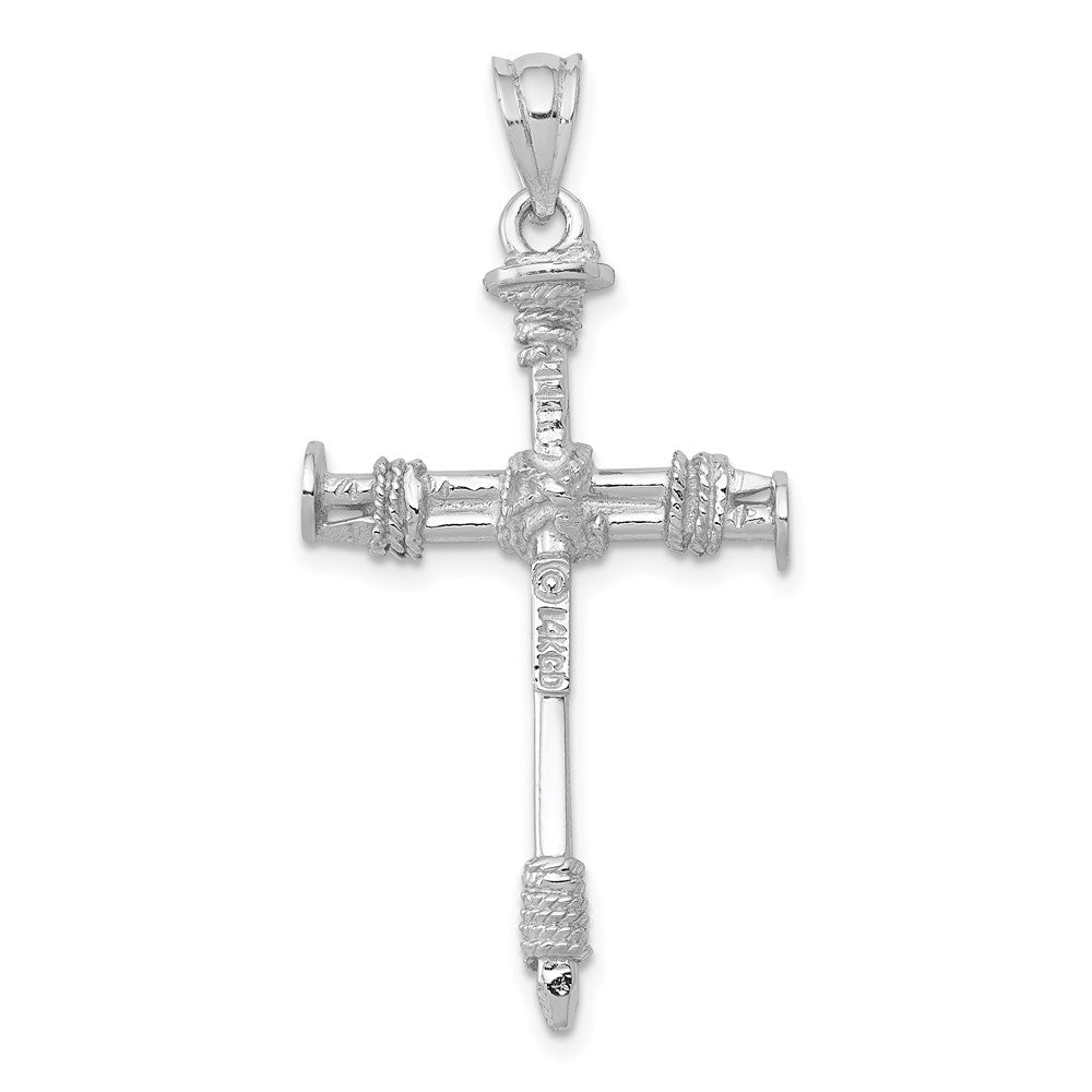 14k White Gold 20 mm Nail Cross Pendant (2.54 grams)