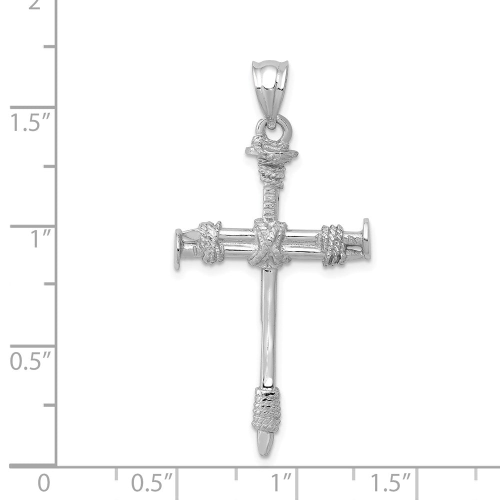 14k White Gold 20 mm Nail Cross Pendant (2.54 grams)