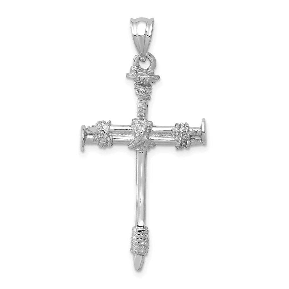 14k White Gold 20 mm Nail Cross Pendant (2.54 grams)