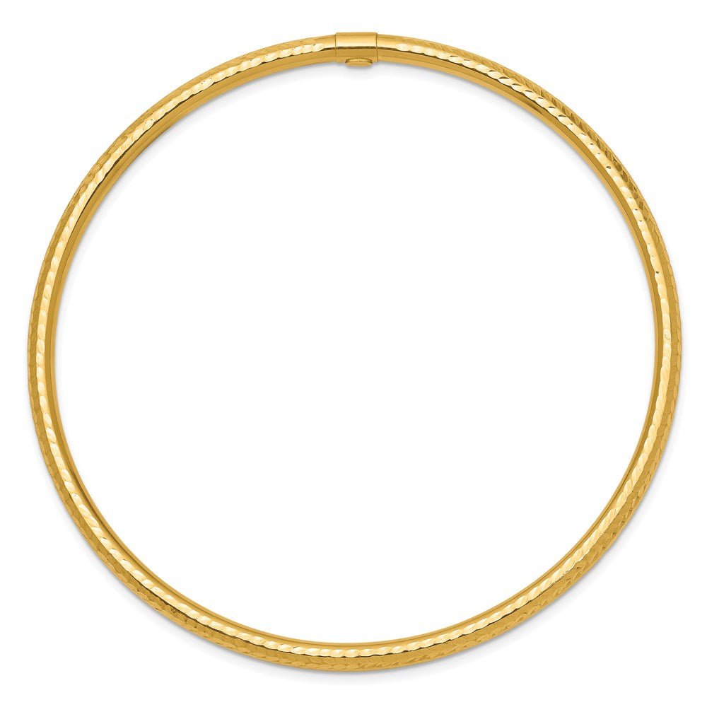 14k Yellow Gold 3 mm Diamond-cut Tube Slip-on Bangle (2.63 grams)