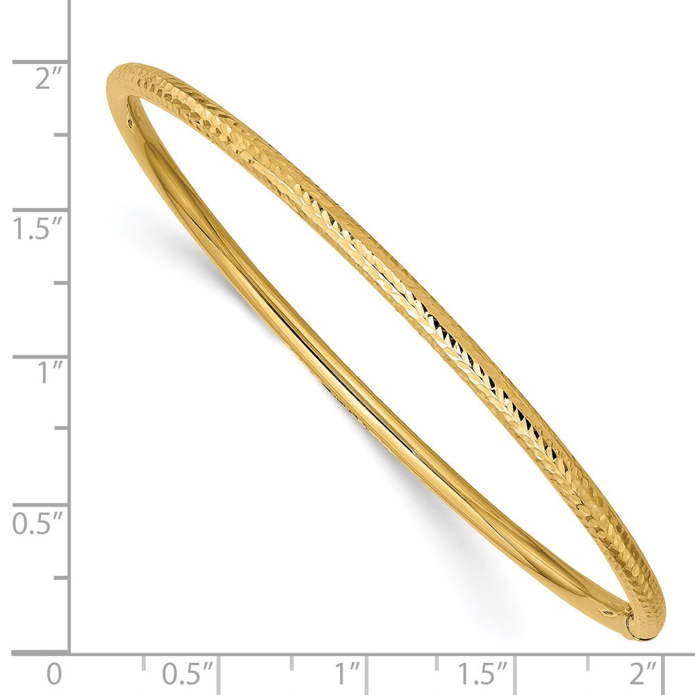 14k Yellow Gold 3 mm Diamond-cut Tube Slip-on Bangle (2.63 grams)