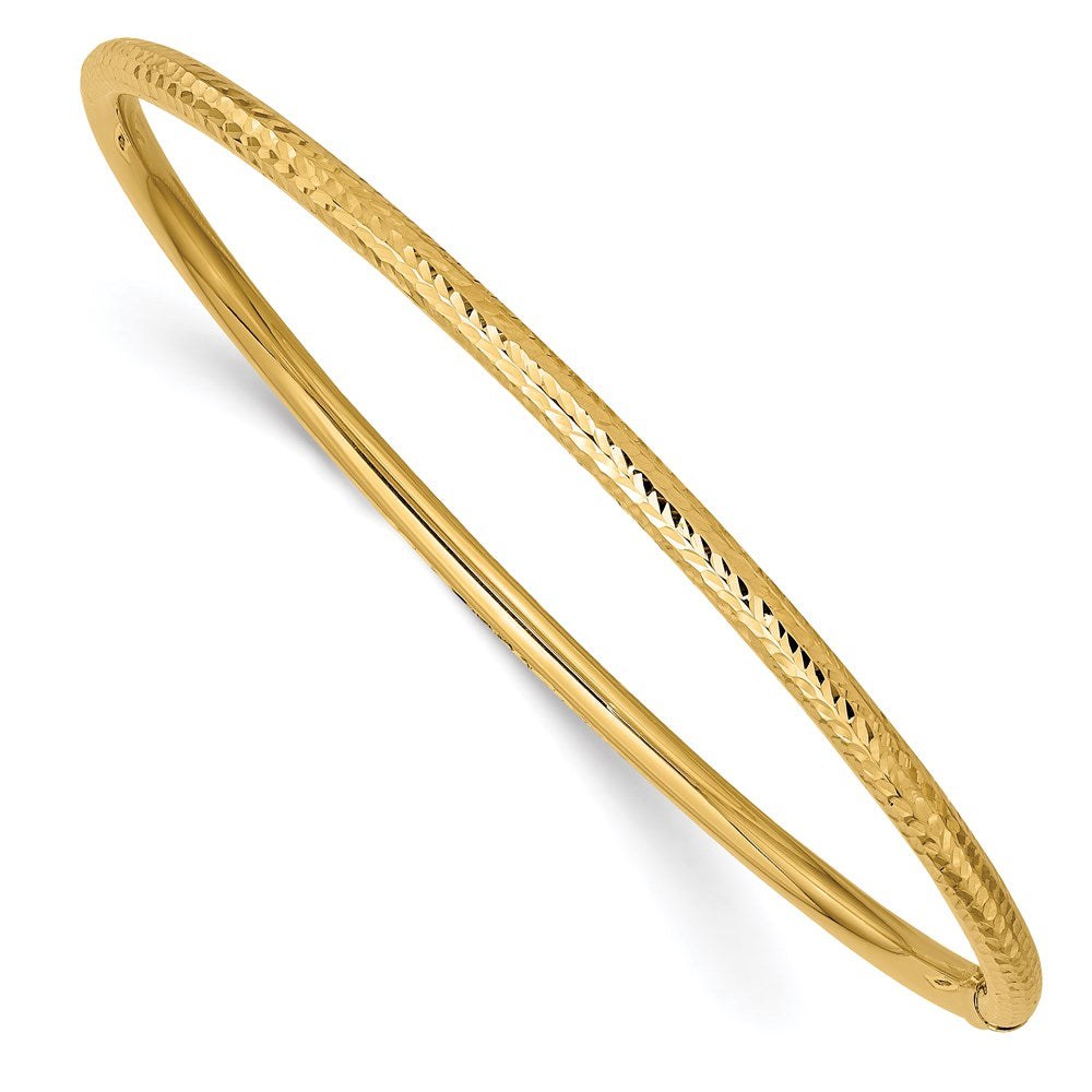 14k Yellow Gold 3 mm Diamond-cut Tube Slip-on Bangle (2.63 grams)