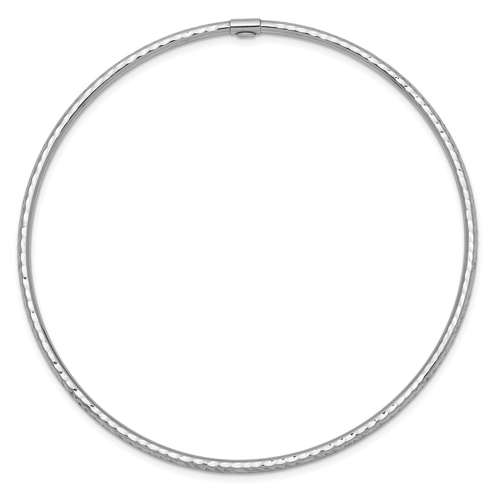 14k White Gold 2 mm Diamond-cut Slip-on Bangle (1.95 grams)