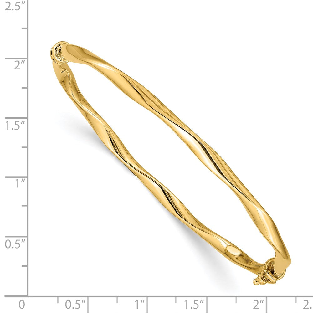 14k Yellow Gold 4 mm Twisted Tube Hinged Bangle (7.5 grams)