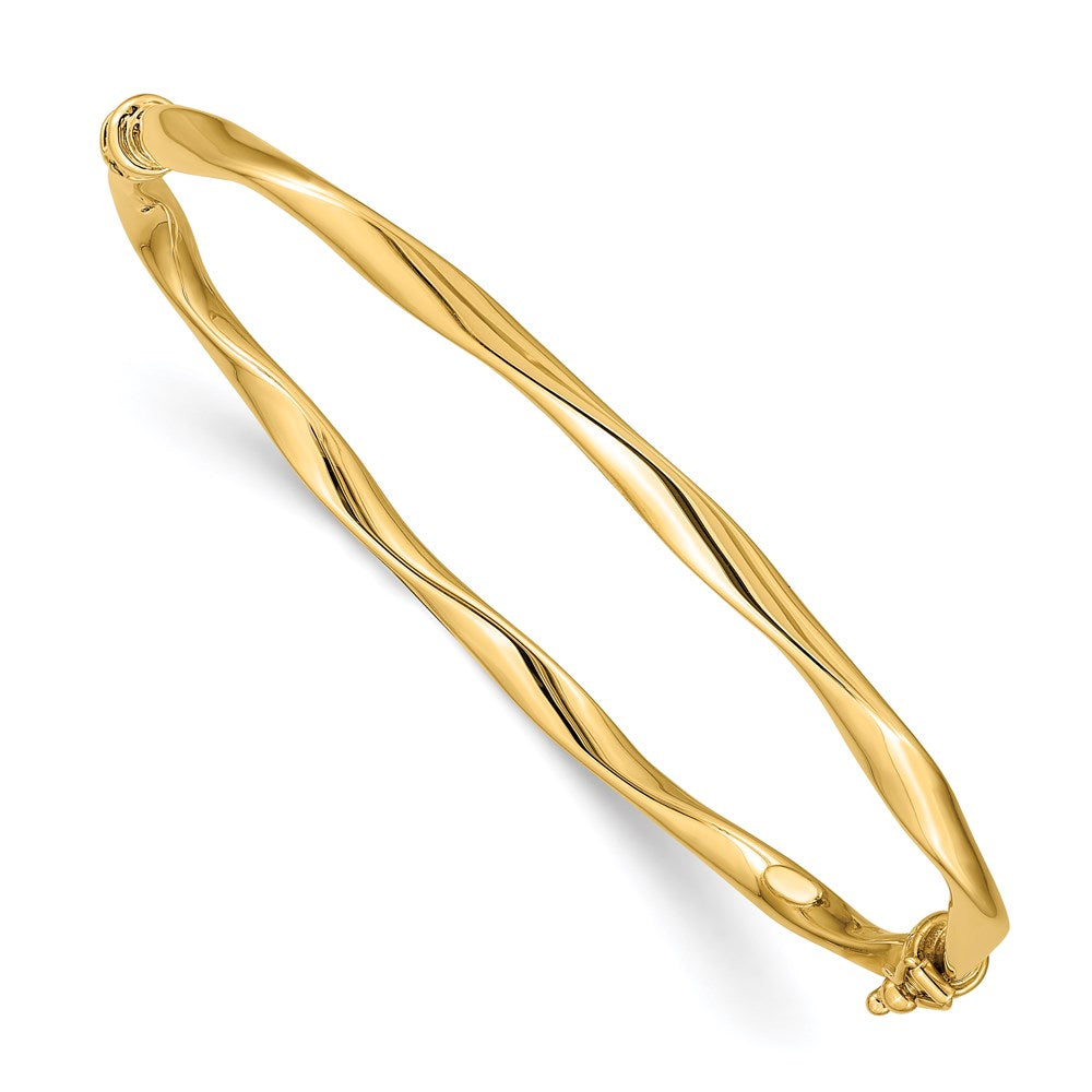 14k Yellow Gold 4 mm Twisted Tube Hinged Bangle (7.5 grams)