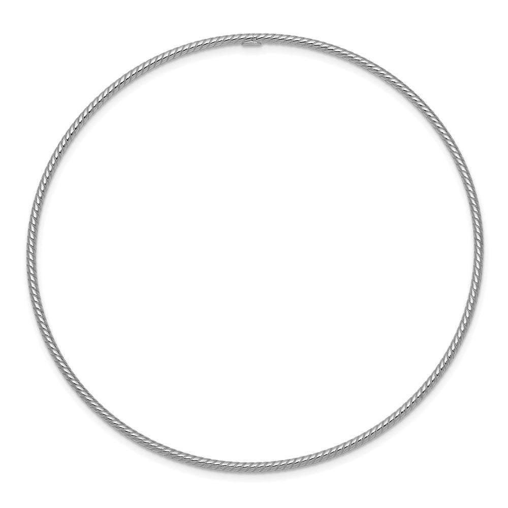 14k White Gold 1.5 mm  Textured Slip-on Bangle Bracelet (1.91 grams)