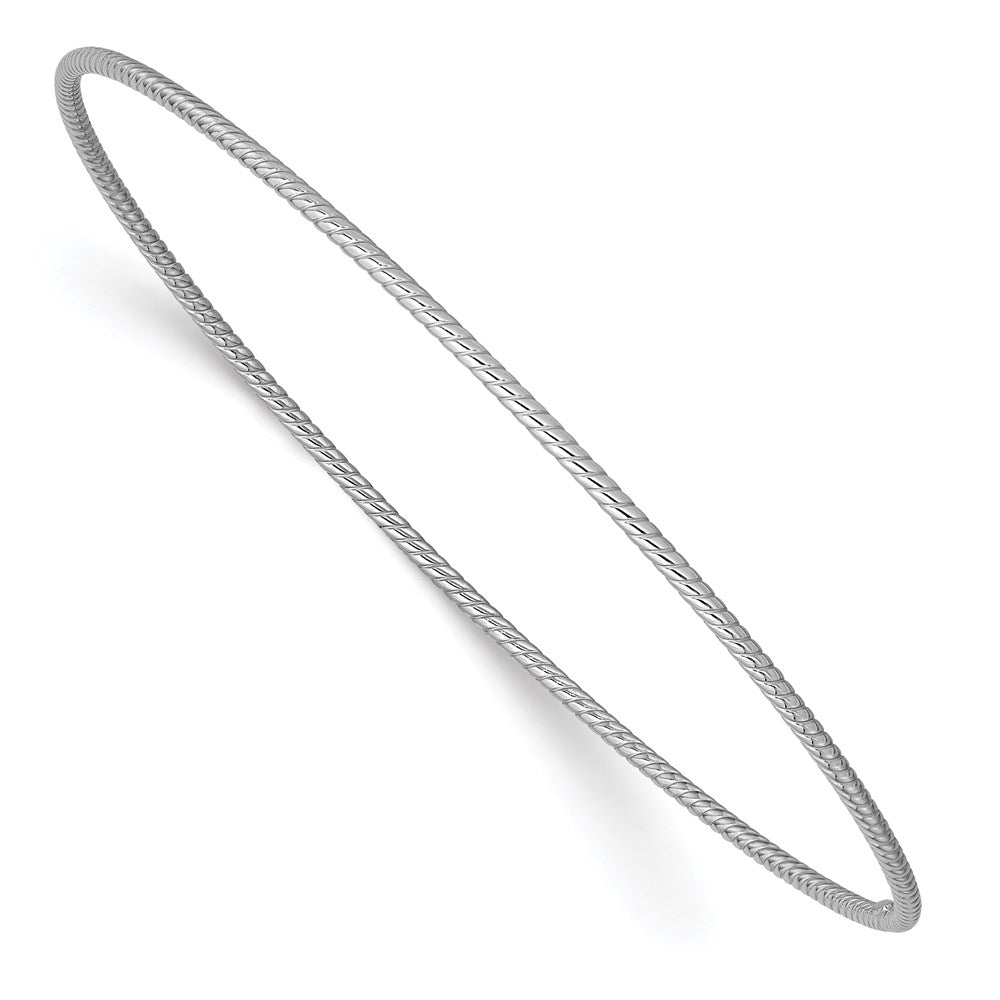 14k White Gold 1.5 mm  Textured Slip-on Bangle Bracelet (1.91 grams)