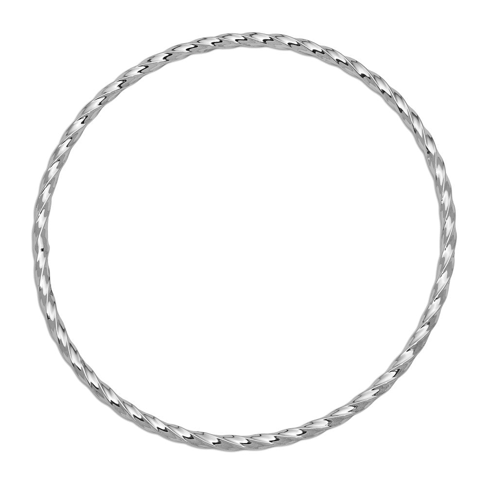 14k White Gold 2.5 mm Twisted Slip-on Bangle (1.97 grams)