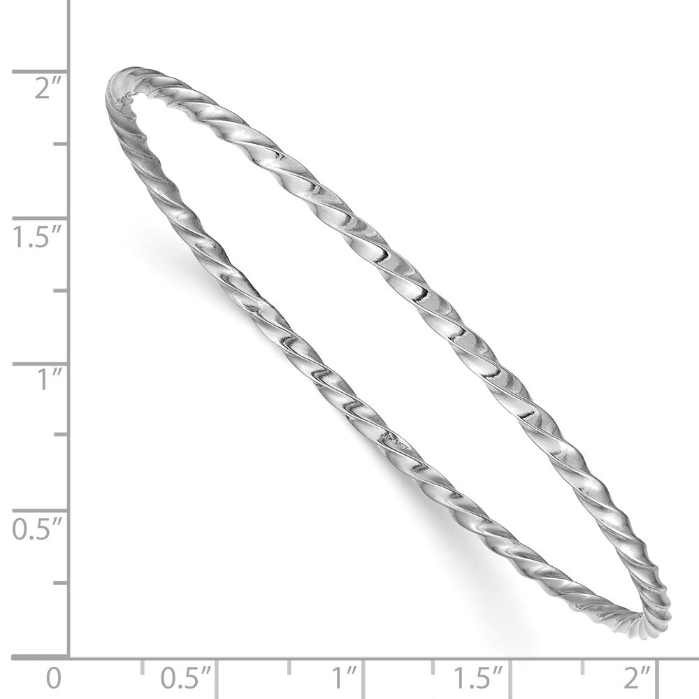 14k White Gold 2.5 mm Twisted Slip-on Bangle (1.97 grams)