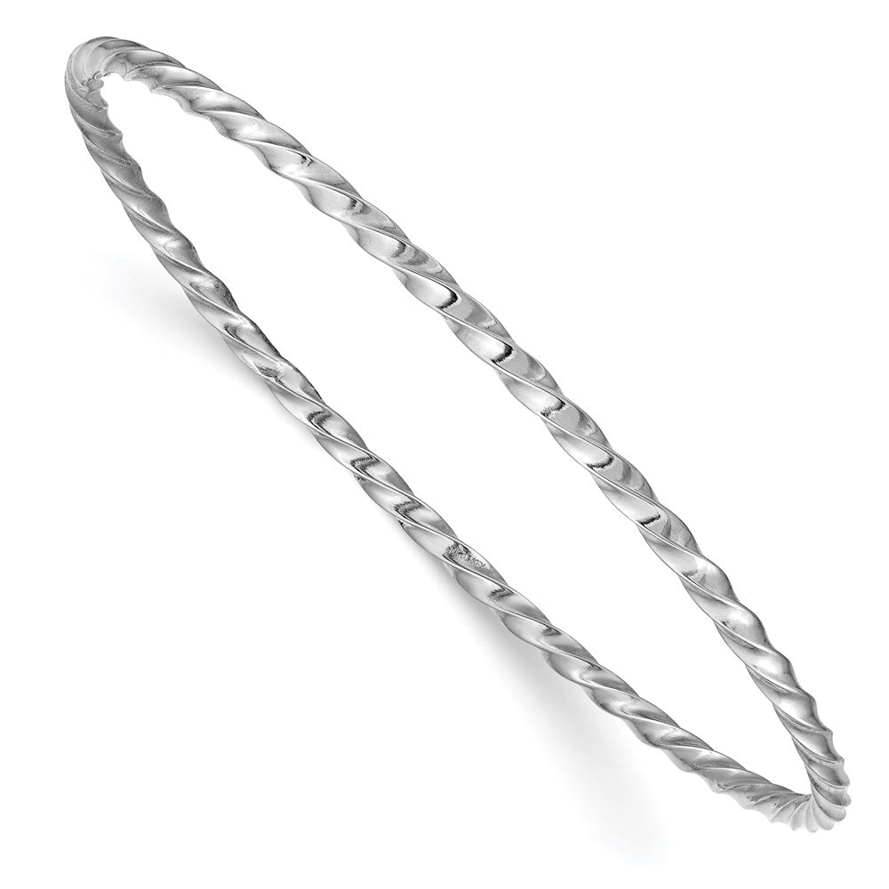 14k White Gold 2.5 mm Twisted Slip-on Bangle (1.97 grams)