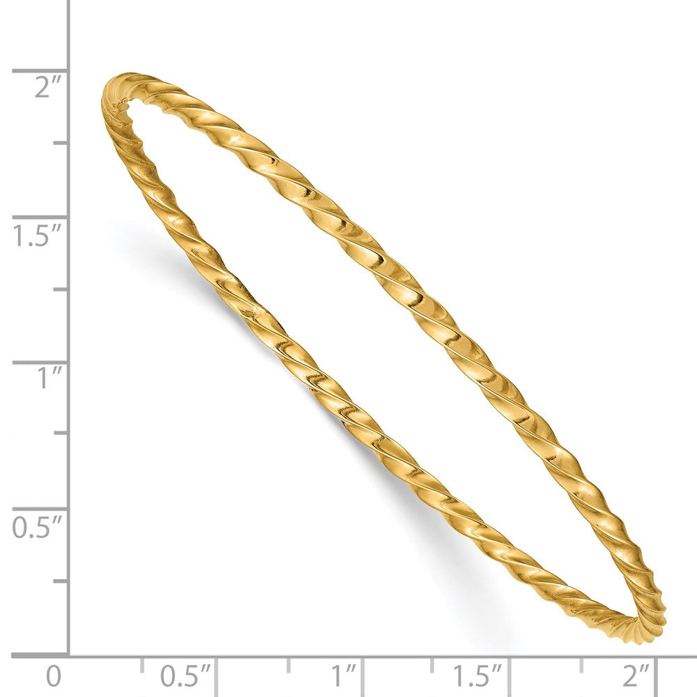 14k Yellow Gold 2.5 mm Twisted Slip-on Bangle (1.98 grams)