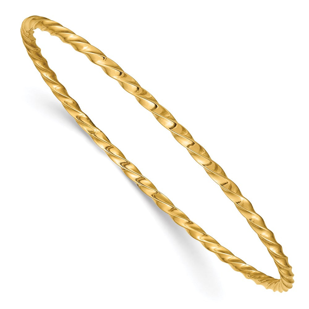 14k Yellow Gold 2.5 mm Twisted Slip-on Bangle (1.98 grams)