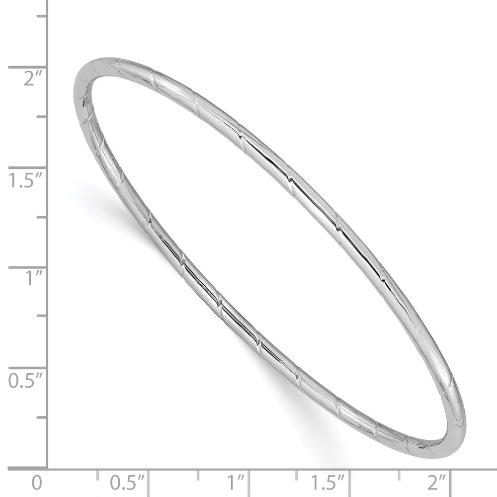 14k White Gold 2.5 mm Grooved Slip-on Bangle (2.11 grams)