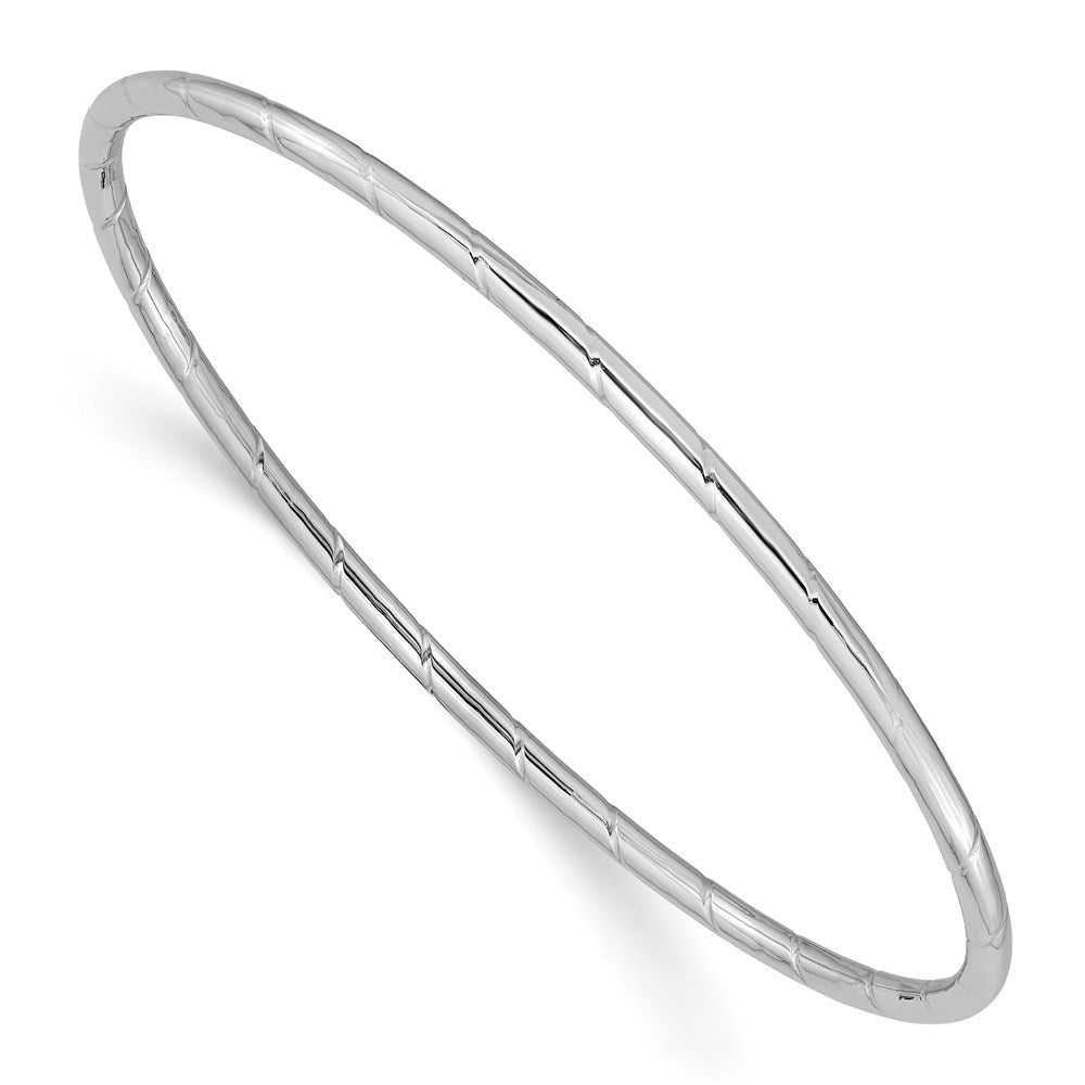 14k White Gold 2.5 mm Grooved Slip-on Bangle (2.11 grams)