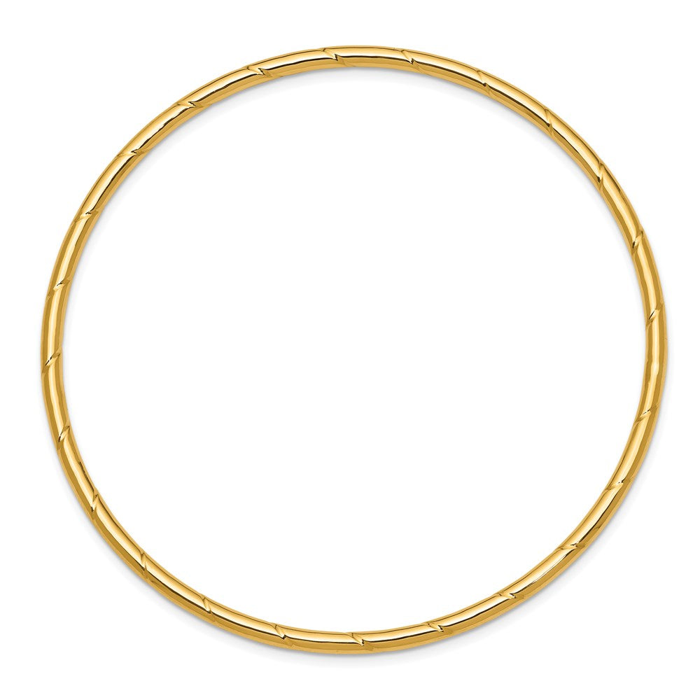 14k Yellow Gold 2.5 mm Grooved Slip-on Bangle (1.92 grams)