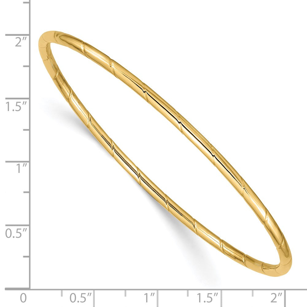 14k Yellow Gold 2.5 mm Grooved Slip-on Bangle (1.92 grams)