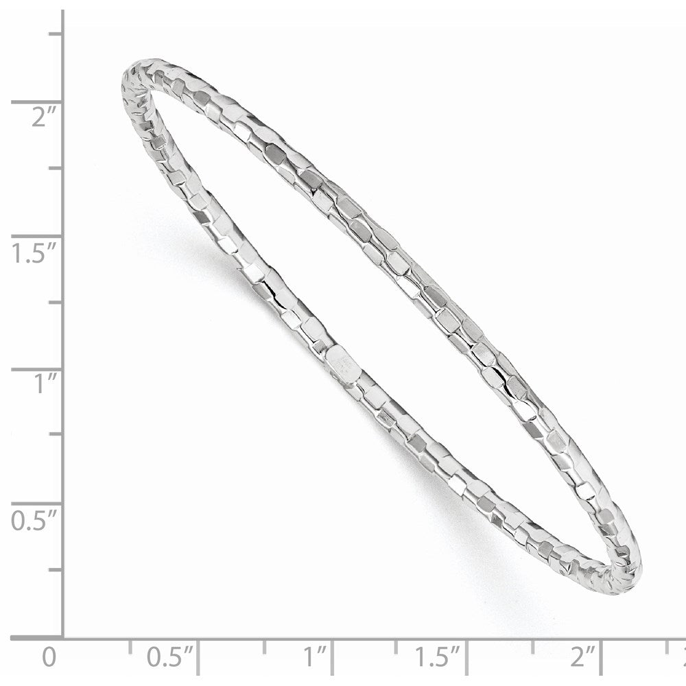 14k White Gold 3 mm Textured Slip-on Bangle Bracelet (2.61 grams)