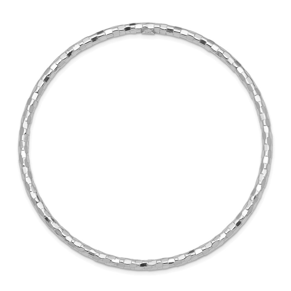 14k White Gold 3 mm Textured Slip-on Bangle Bracelet (2.61 grams)