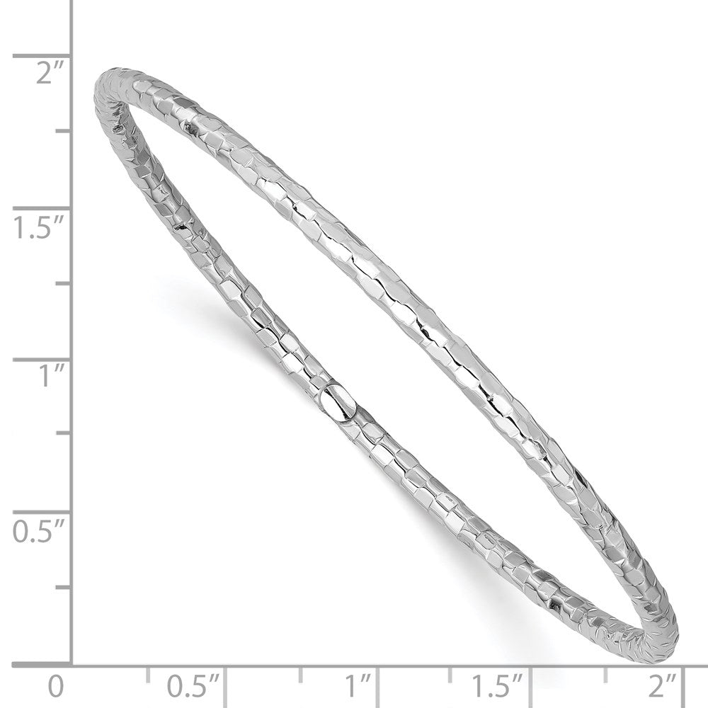 14k White Gold 3 mm Textured Slip-on Bangle Bracelet (2.61 grams)