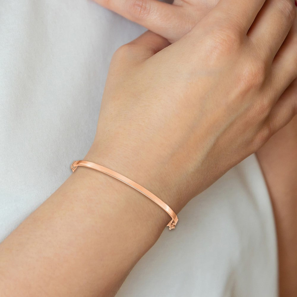 14k Rose Gold 3 mm Polished Hinged Bangle Bracelet (3.57 grams)