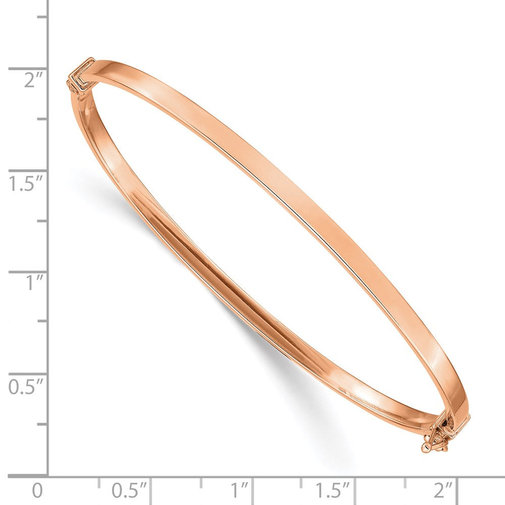 14k Rose Gold 3 mm Polished Hinged Bangle Bracelet (3.57 grams)