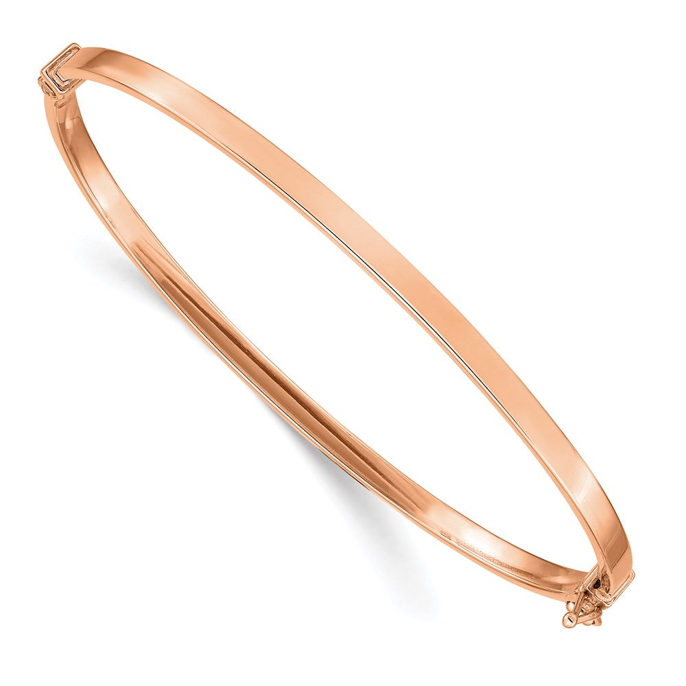 14k Rose Gold 3 mm Polished Hinged Bangle Bracelet (3.57 grams)