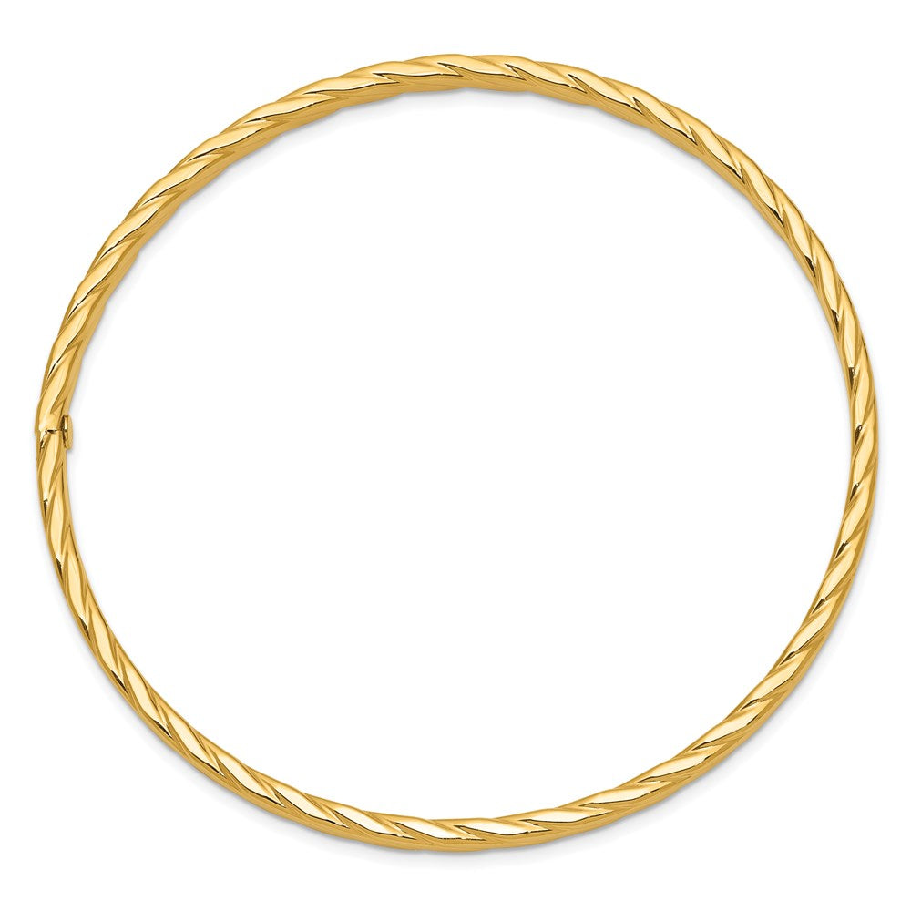 14k Yellow Gold 4 mm Textured Twist Slip-on Bangle (4.37 grams)