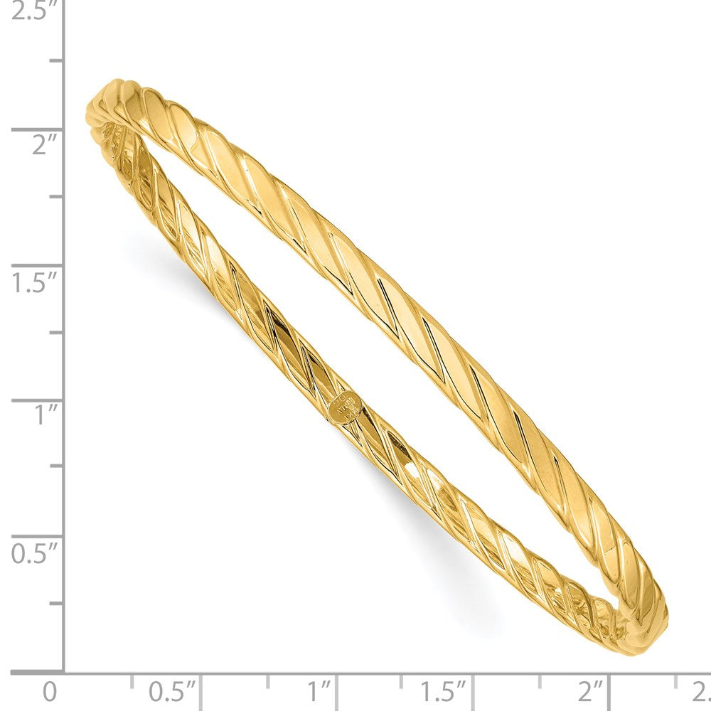 14k Yellow Gold 4 mm Textured Twist Slip-on Bangle (4.37 grams)