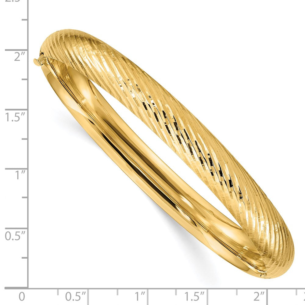 14k Yellow Gold 8 mm 5/16 Textured Hinged Bangle (9.56 grams)