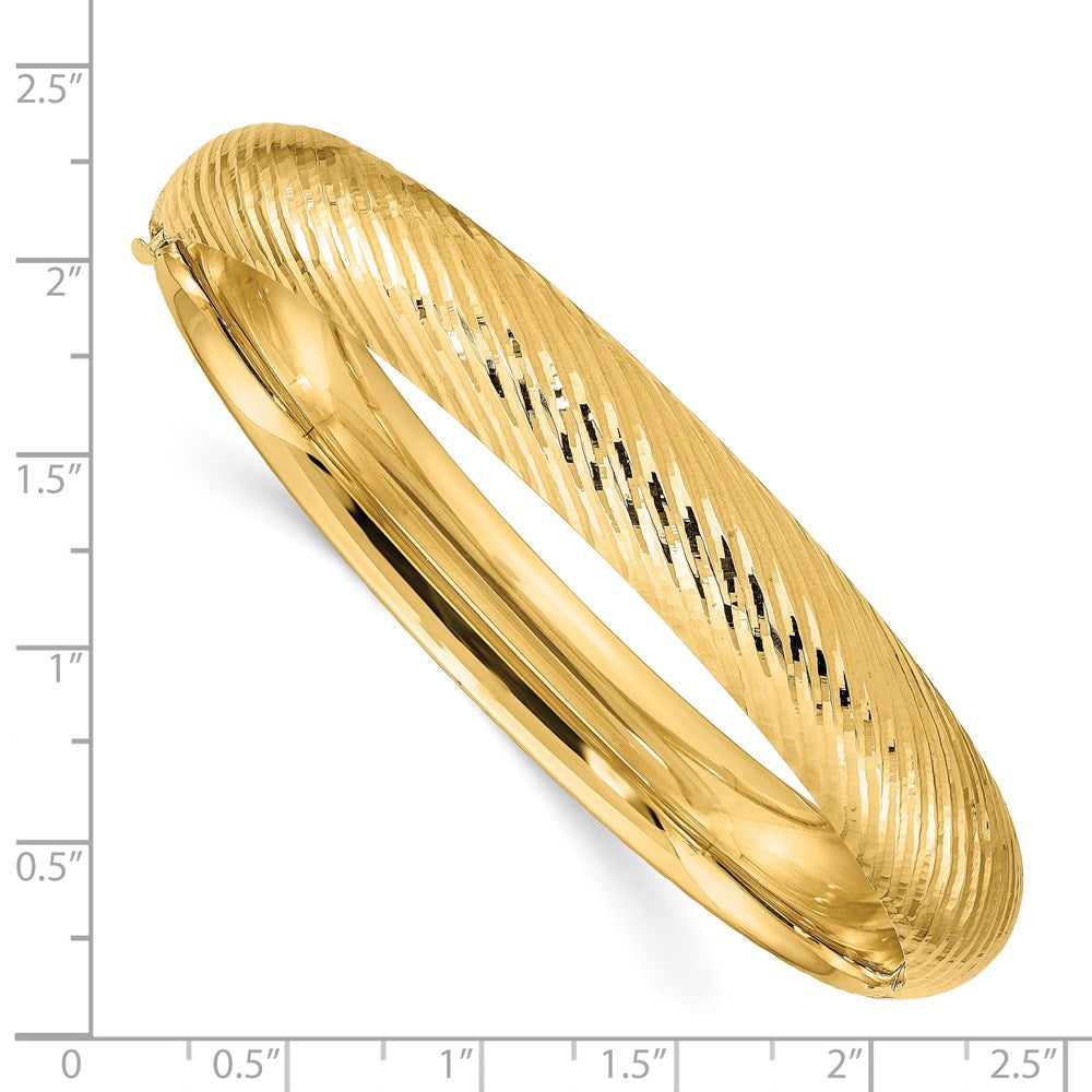 14k Yellow Gold 10 mm 7/16 Textured Hinged Bangle (12.82 grams)