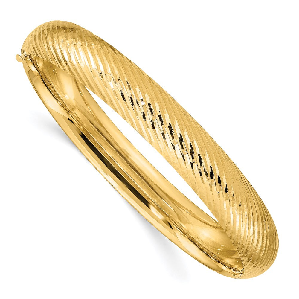 14k Yellow Gold 10 mm 7/16 Textured Hinged Bangle (12.82 grams)