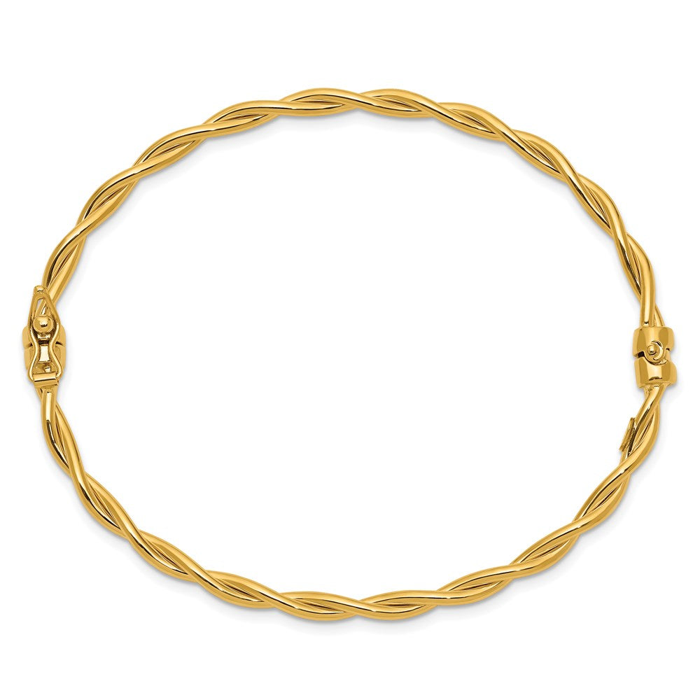 14k Yellow Gold 2.9 mm  Twisted Hinged Bangle (3.2 grams)