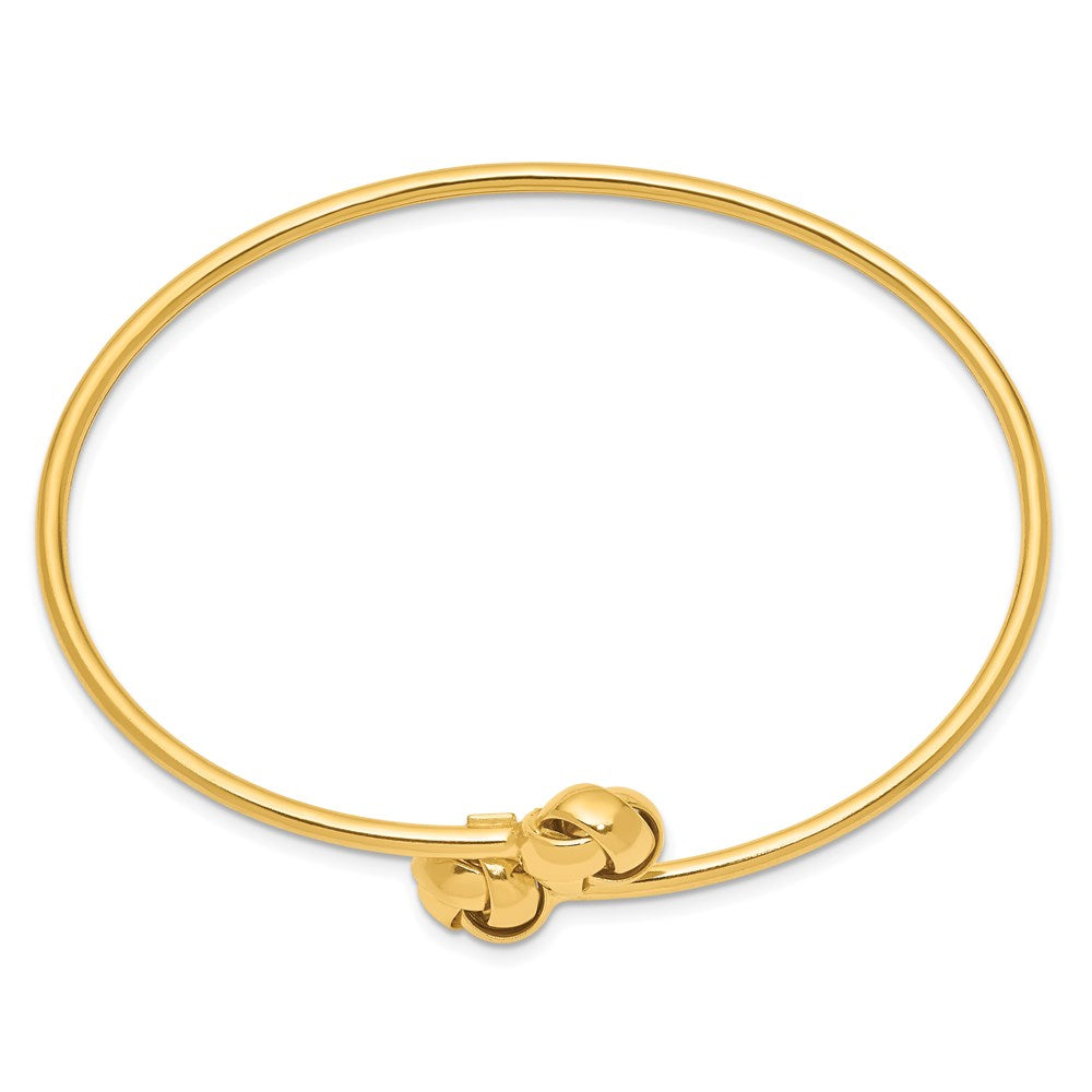 14k Yellow Gold 2 mm Polished Love Knot Flexible Bangle (4.19 grams)