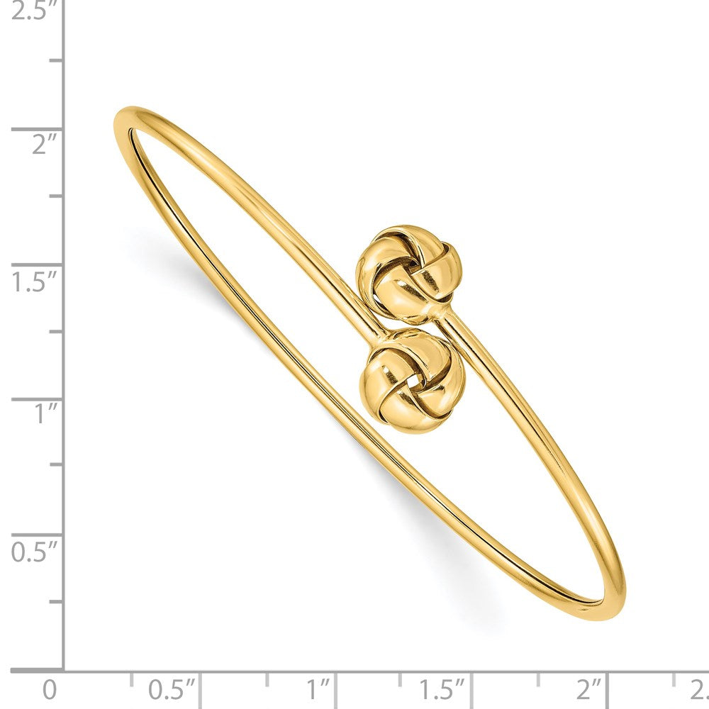 14k Yellow Gold 2 mm Polished Love Knot Flexible Bangle (4.19 grams)