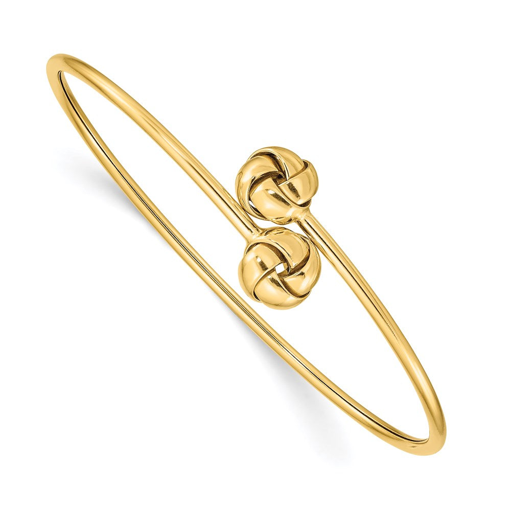 14k Yellow Gold 2 mm Polished Love Knot Flexible Bangle (4.19 grams)