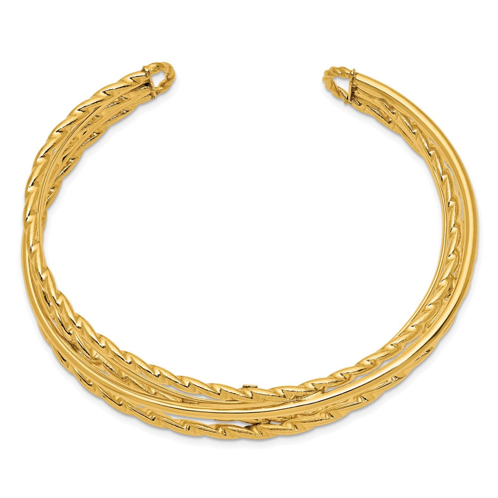 14k Yellow Gold 15 mm Polished Multi Tube Cuff Bangle (7.81 grams)