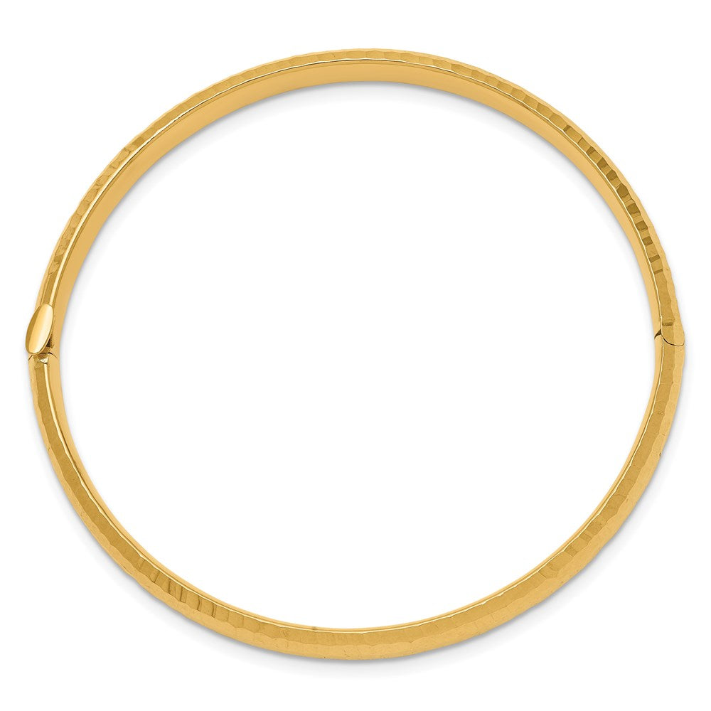 14k Yellow Gold 4.75 mm red Children's Hinged Bangle (3.93 grams)