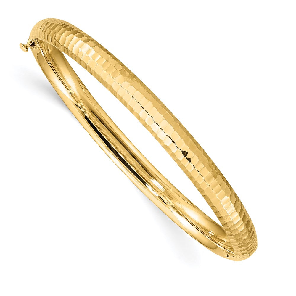 14k Yellow Gold 4.75 mm red Children's Hinged Bangle (3.93 grams)