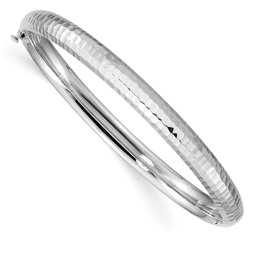 14k White Gold 4.75 mm red Children's Hinged Bangle (3.86 grams)