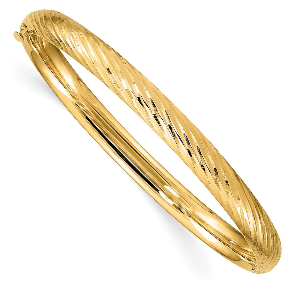 14k 3/16 Textured Children's Hinged Bangle (3.77 grams)