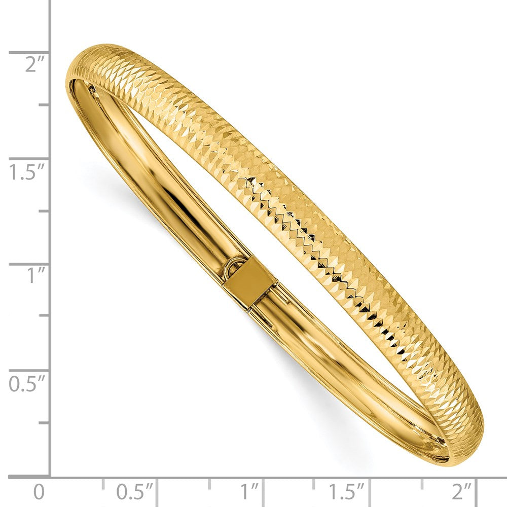 14k Yellow Gold 6.15 mm Textured Flexible Bangle (3.74 grams)