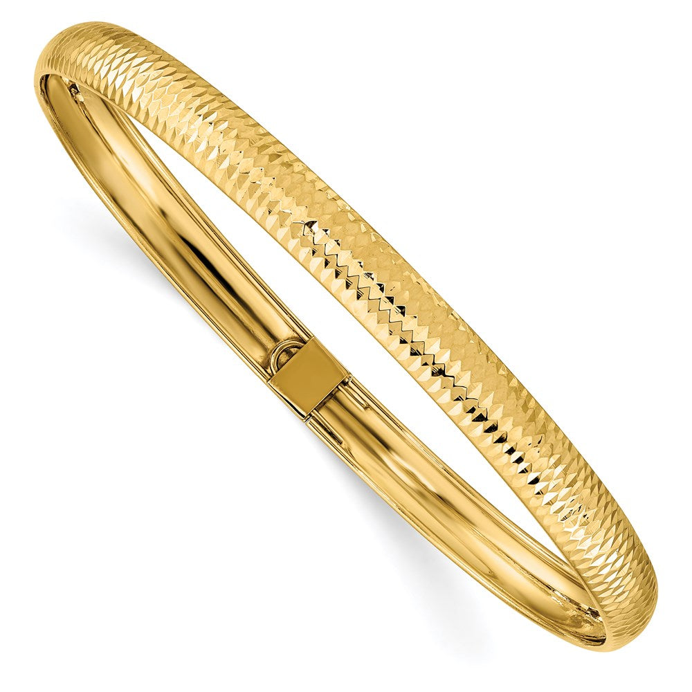 14k Yellow Gold 6.15 mm Textured Flexible Bangle (3.74 grams)