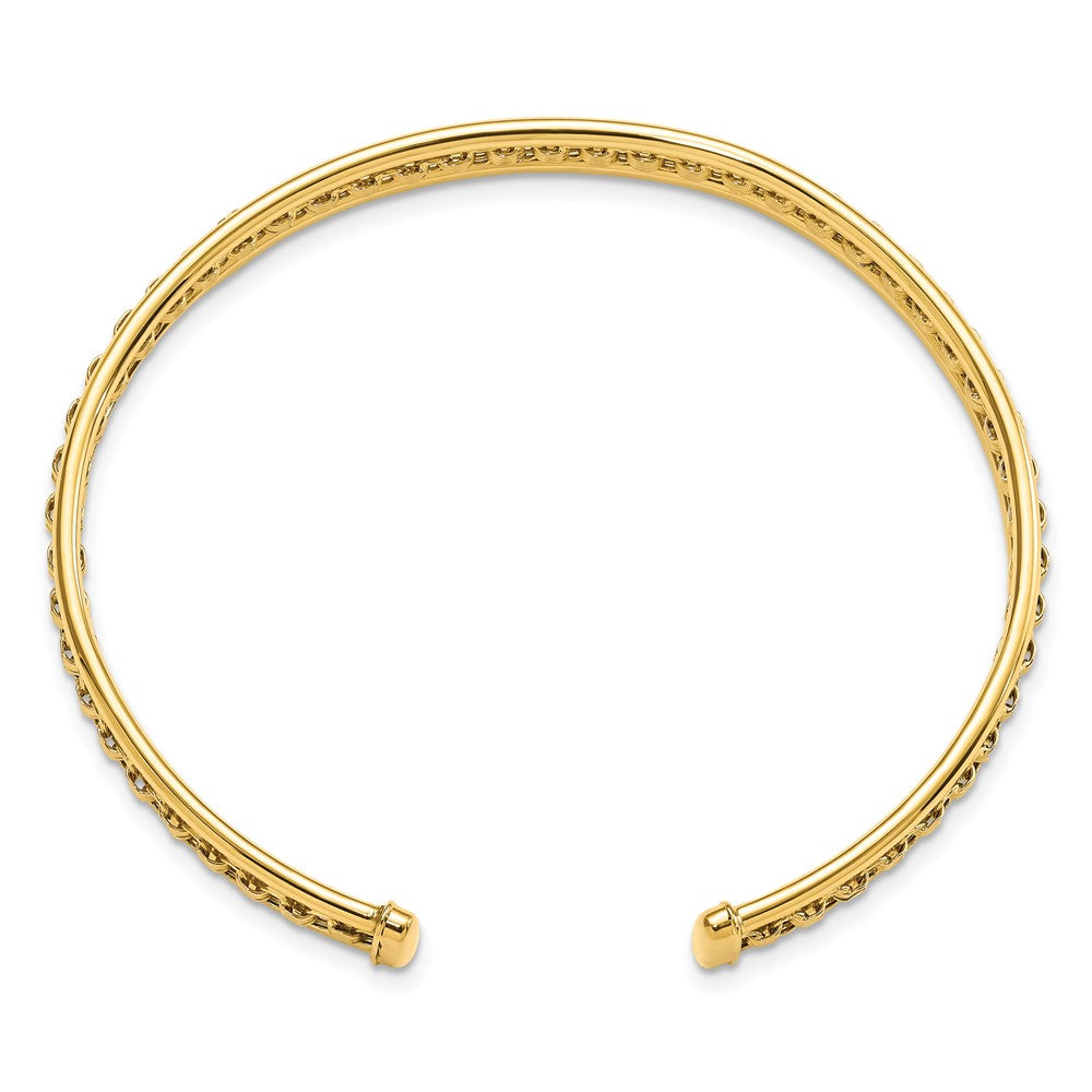 14k Yellow Gold 6.8 mm Polished & Textured Cuff Bangle (6.22 grams)